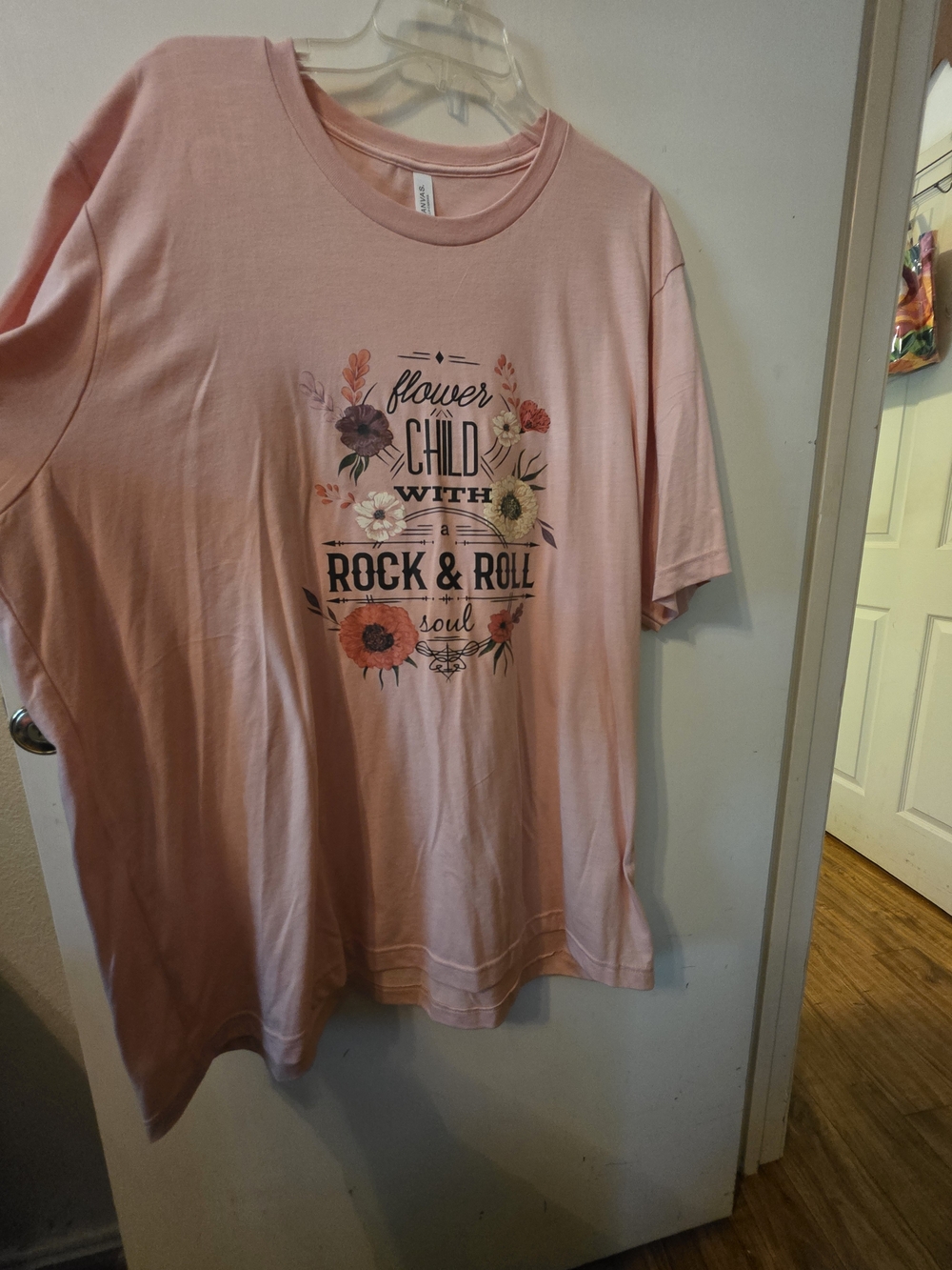 Bella Canvas Pink Graphic Tee - Flower Child Rock & Roll